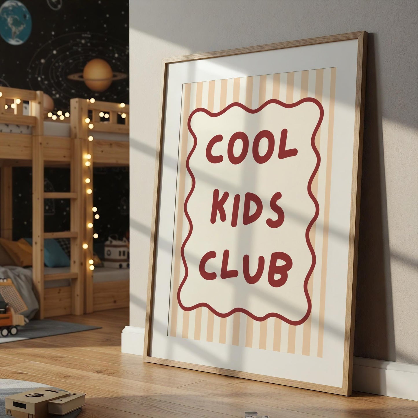 cool kids club childrens neutral wall print for bedroom or nursery