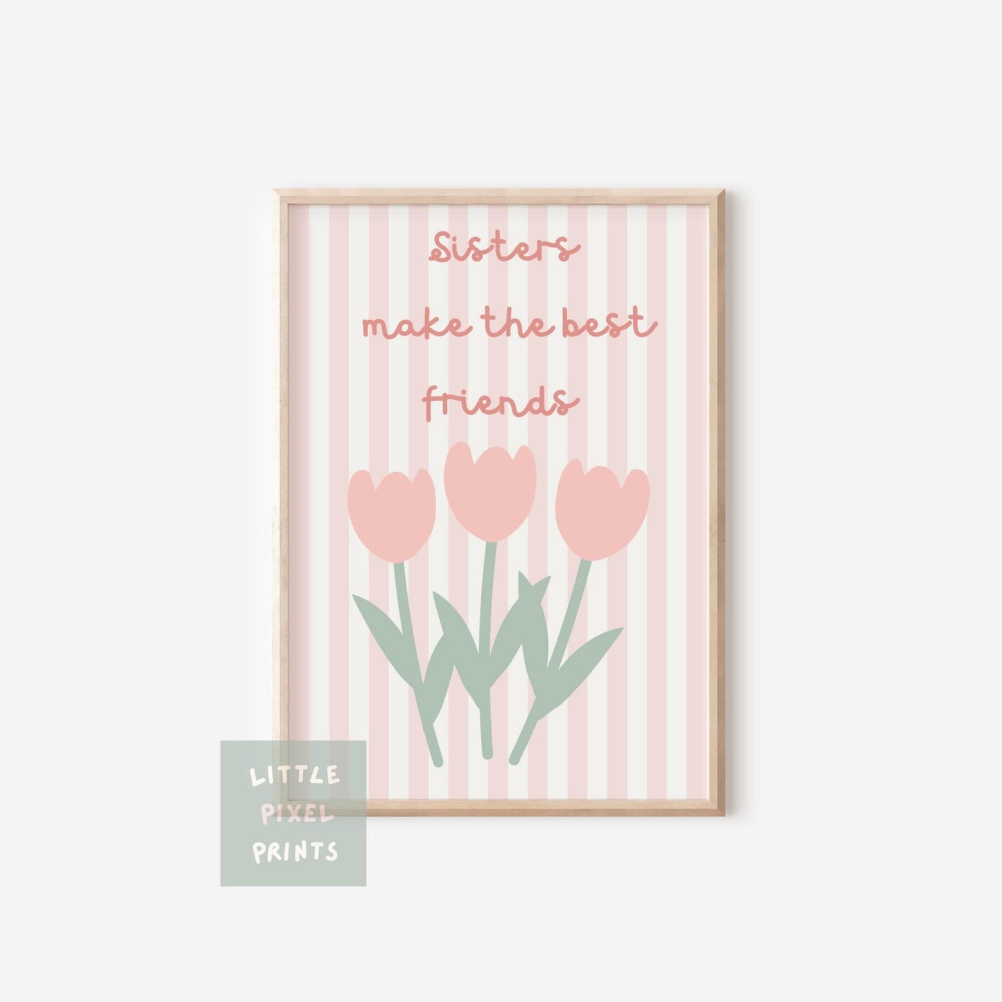 Set of 3 floral personalised sister sibling wall prints for bedroom or nursery