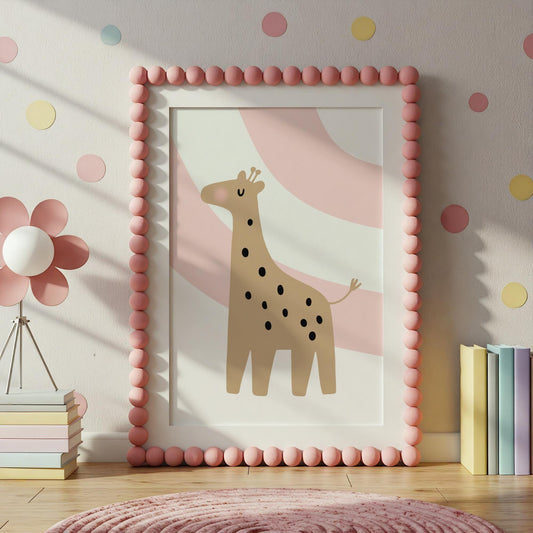 Pastel Giraffe Print: Safari Nursery Wall Art for childrens bedroom