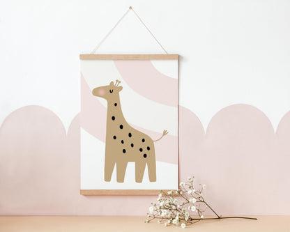 Pastel Giraffe Print: Safari Nursery Wall Art for childrens bedroom
