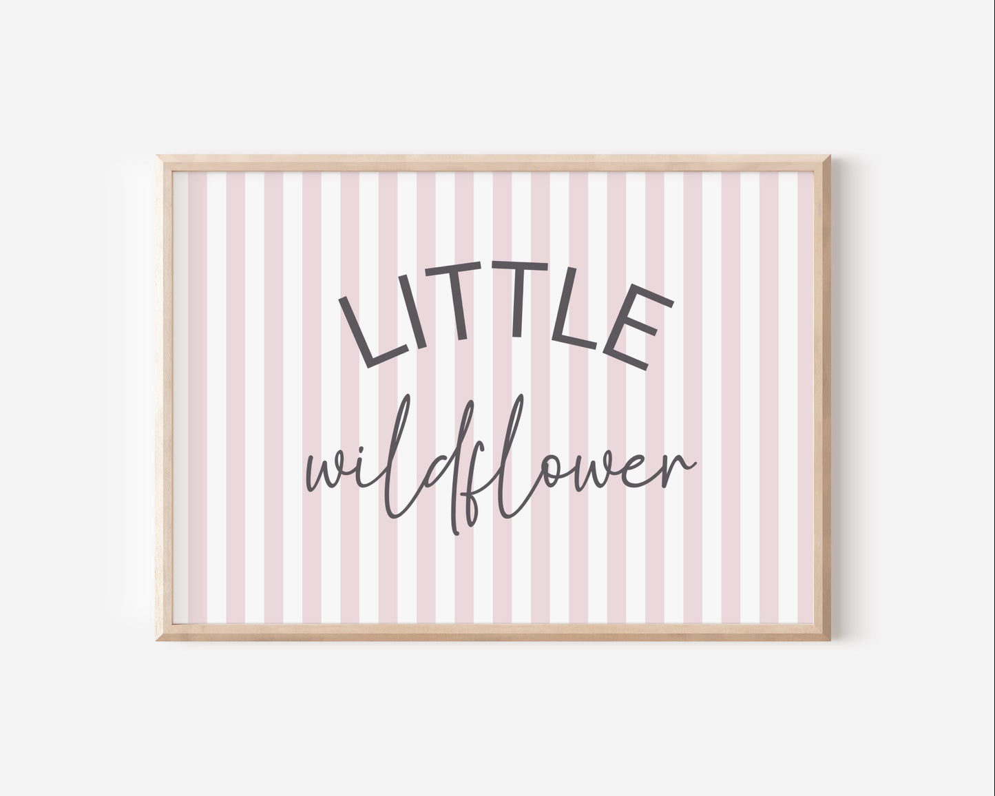 Little wildflower pink striped wall print for girls bedroom or nursery