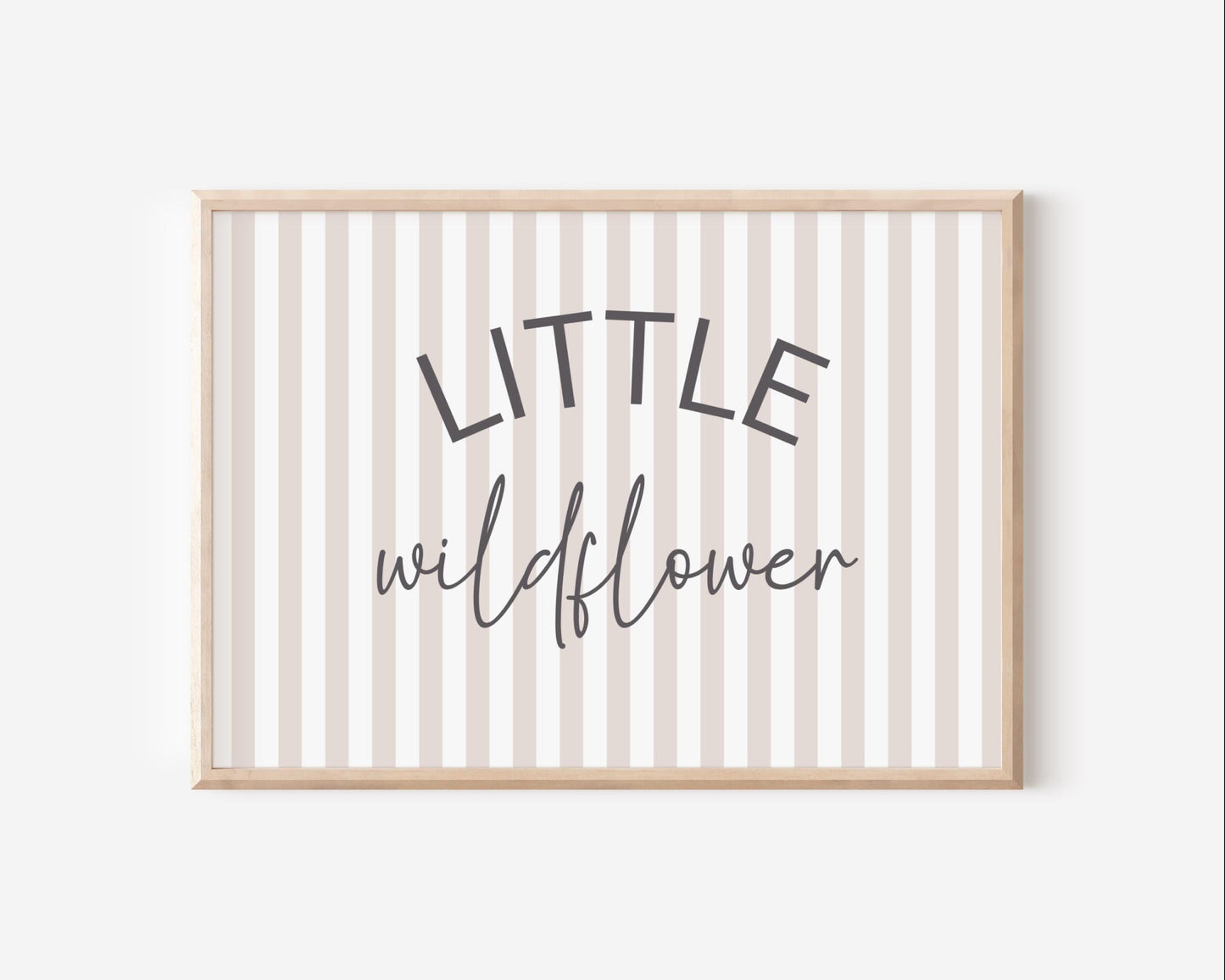 Little wildflower pink striped wall print for girls bedroom or nursery