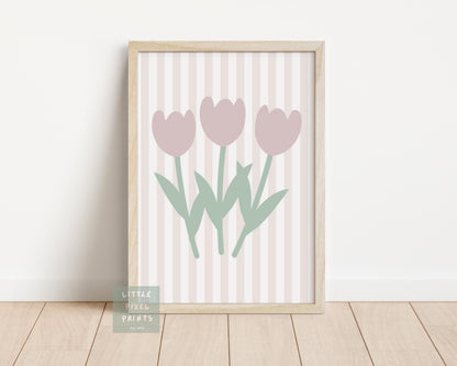 Giraffe Nursery Print Set: Pink Floral, Little Wildflower