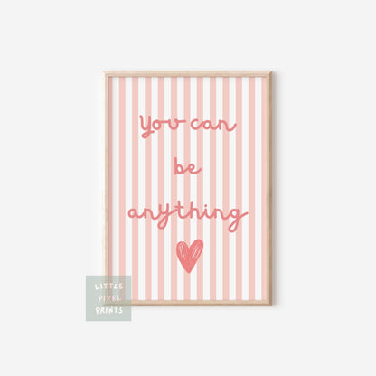 girls floral personalised affirmation gallery wall print set for bedroom or nursery