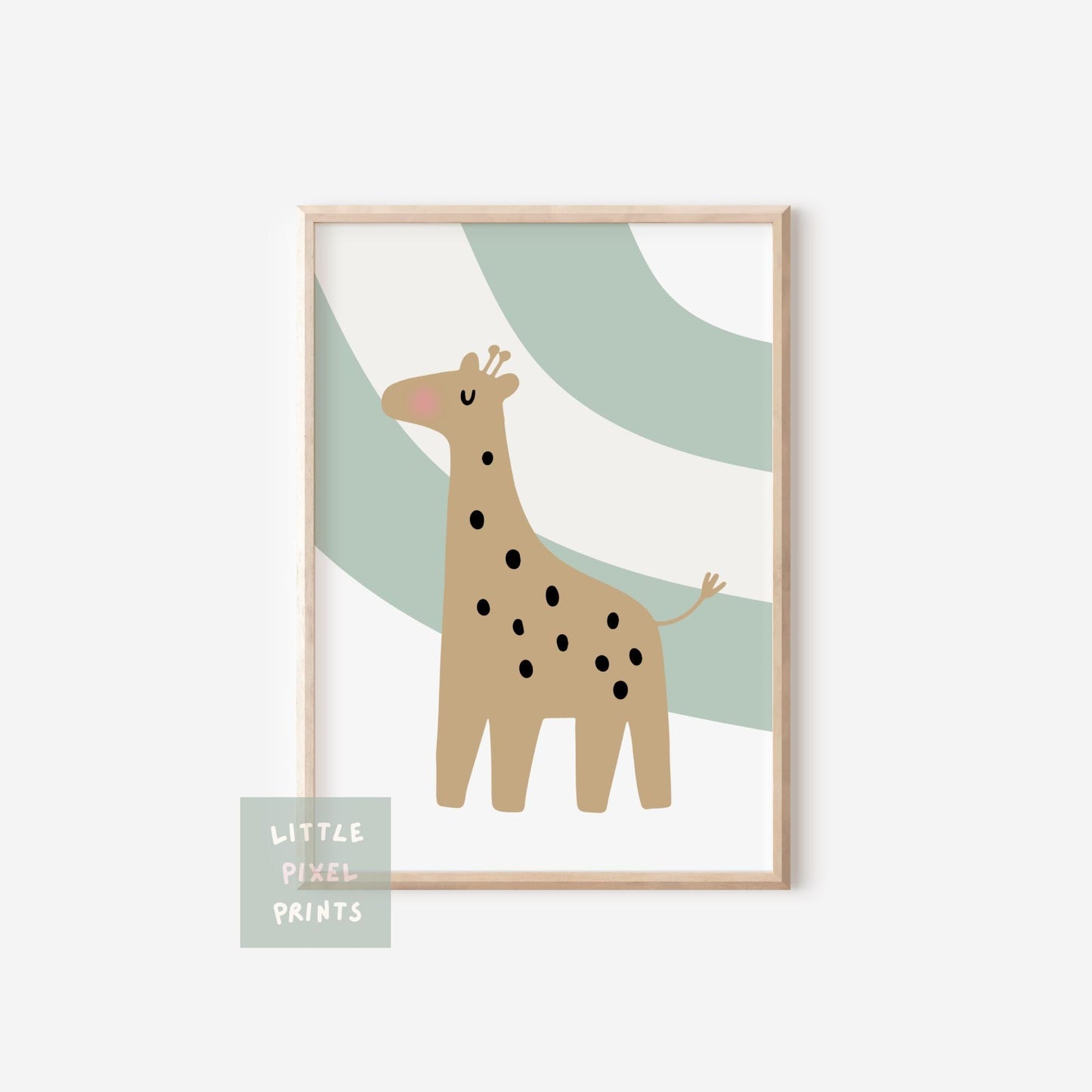 Pastel Giraffe Print: Safari Nursery Wall Art for childrens bedroom