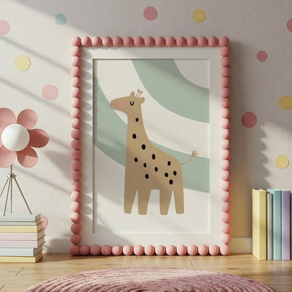 Pastel Giraffe Print: Safari Nursery Wall Art for childrens bedroom