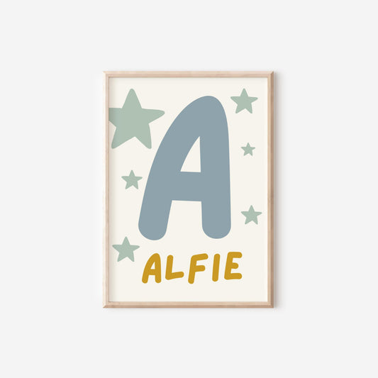 cool kids club personalised moon and stars wall print set