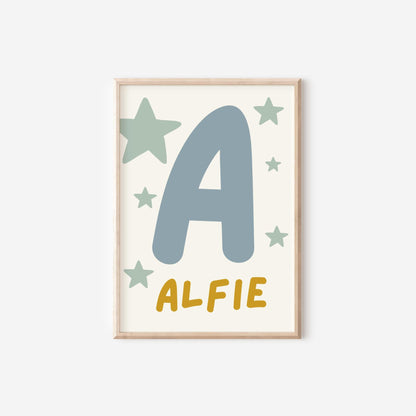 cool kids club personalised moon and stars wall print set