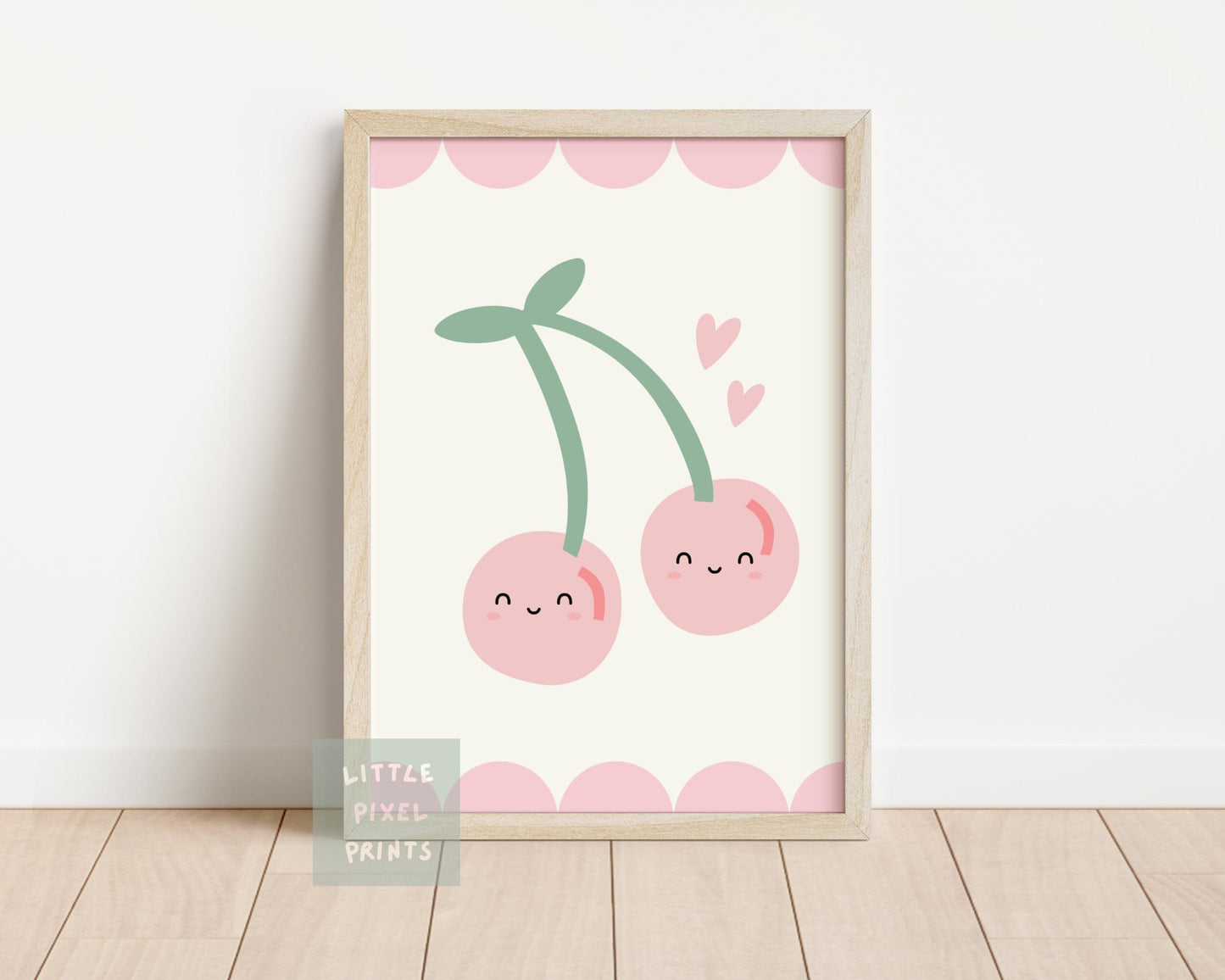 personalised girls cool club set of 3,  happy cherry wall art set, girls room decor