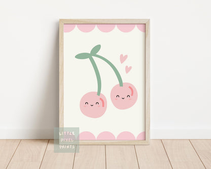 personalised girls cool club set of 3,  happy cherry wall art set, girls room decor