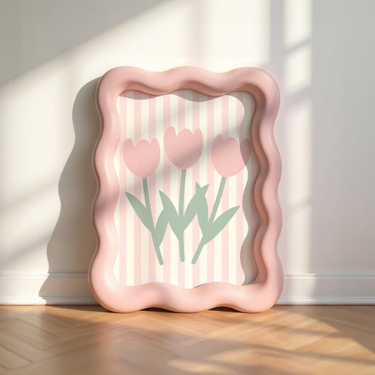 pink floral tulip striped print for girls bedroom or nursery