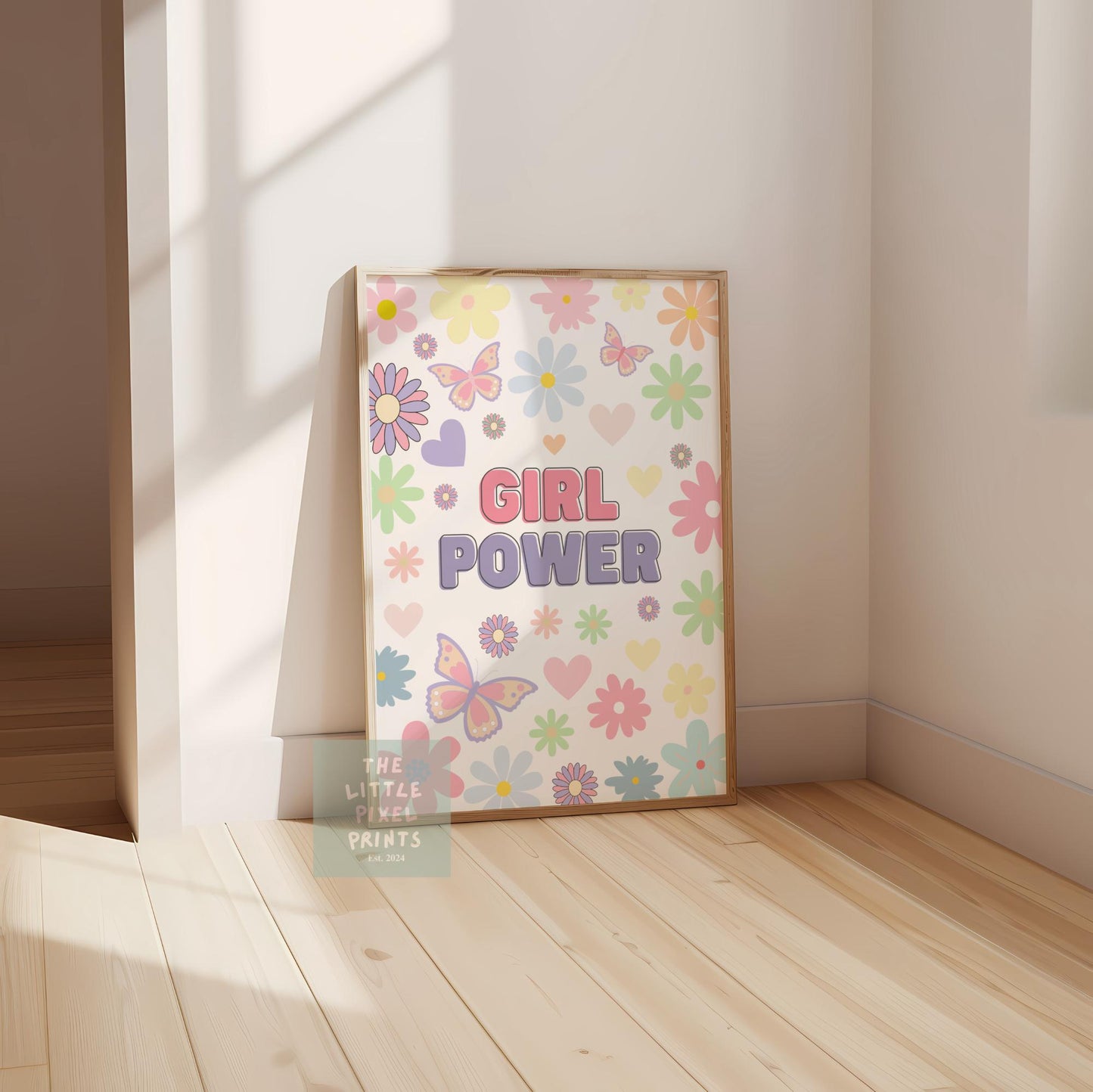 Girl Power Colourful Floral Bright Flower Wall Print
