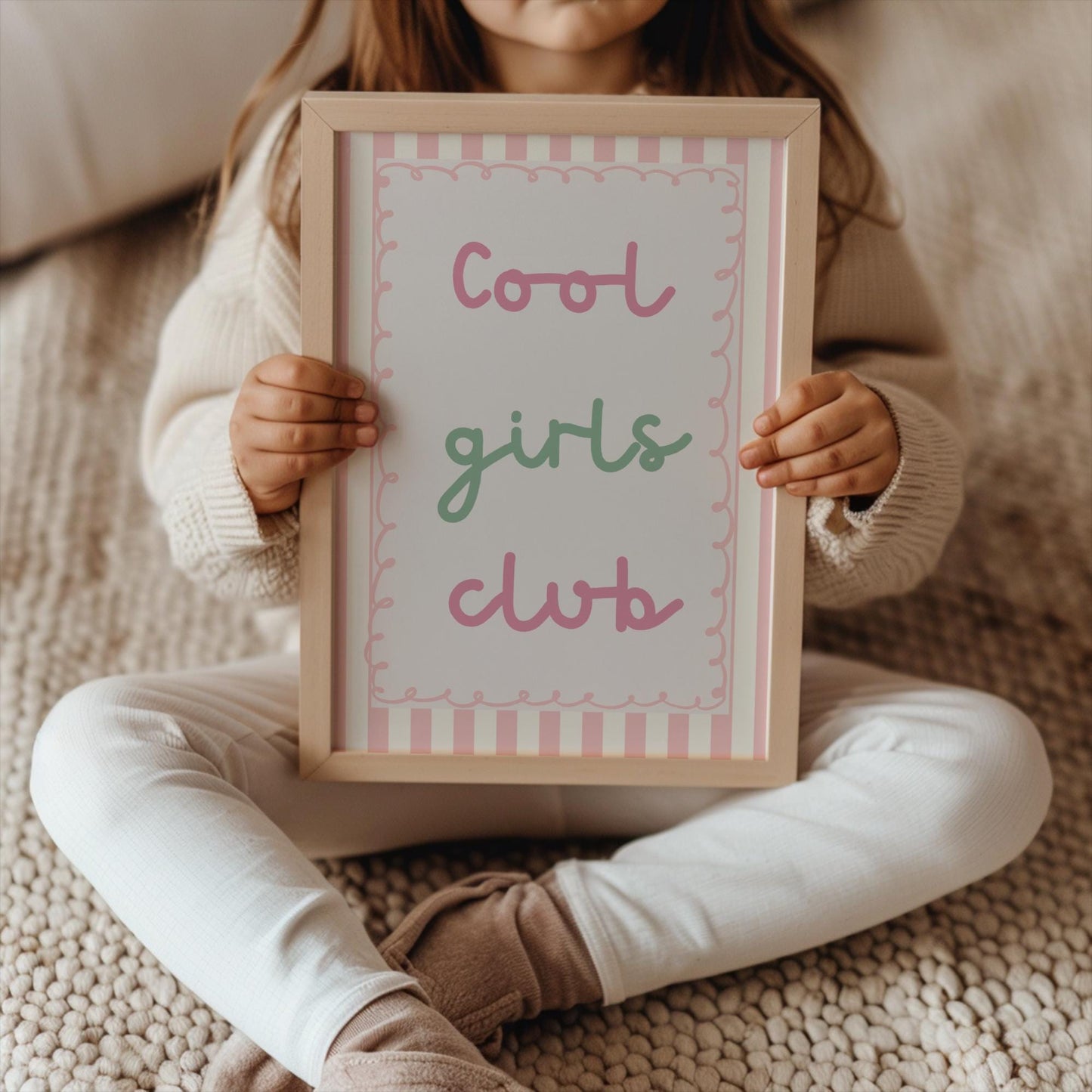cool girls club pink wall print for childrens nursey, playroom or bedroom