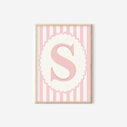 Bow & Floral Initial Print Set for girls nursery, bedroom or playroom