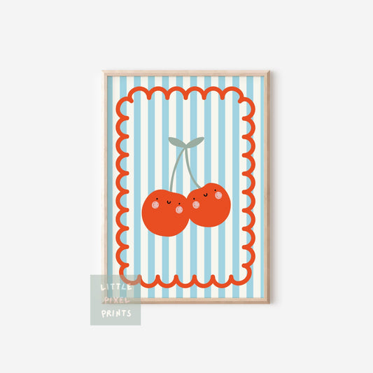bright happy cherry childrens wall print for nursery or bedroom
