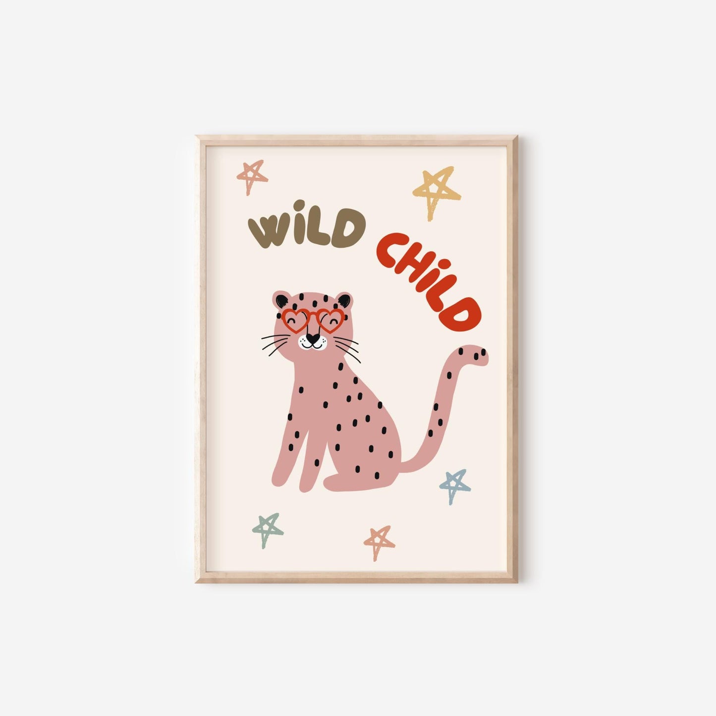 childrens scandi themed "wild child" wall print set for bedroom or nursery