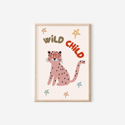 childrens scandi themed "wild child" wall print set for bedroom or nursery