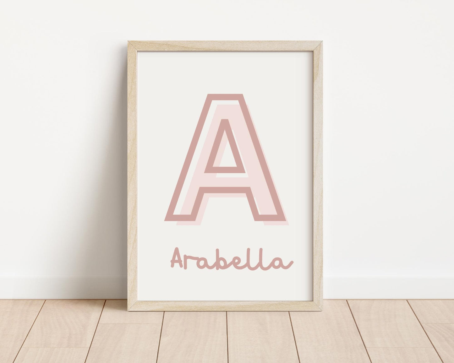 Personalised soft pink girls floral nursery, bedroom or playroom print (unframed)