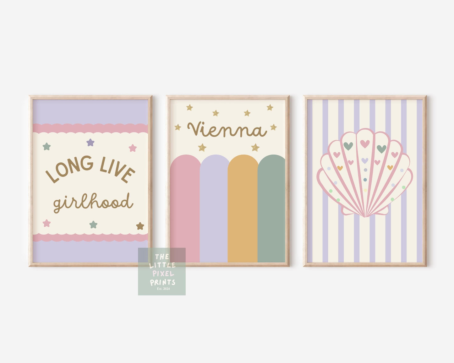Personalised Girls Room Prints "long live girlhood" Pastel Nursery Art Set