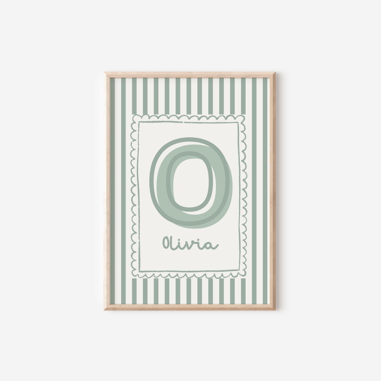 girls personalised initial wall print for nursery or bedroom