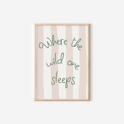 childrens scandi themed "wild child" wall print set for bedroom or nursery