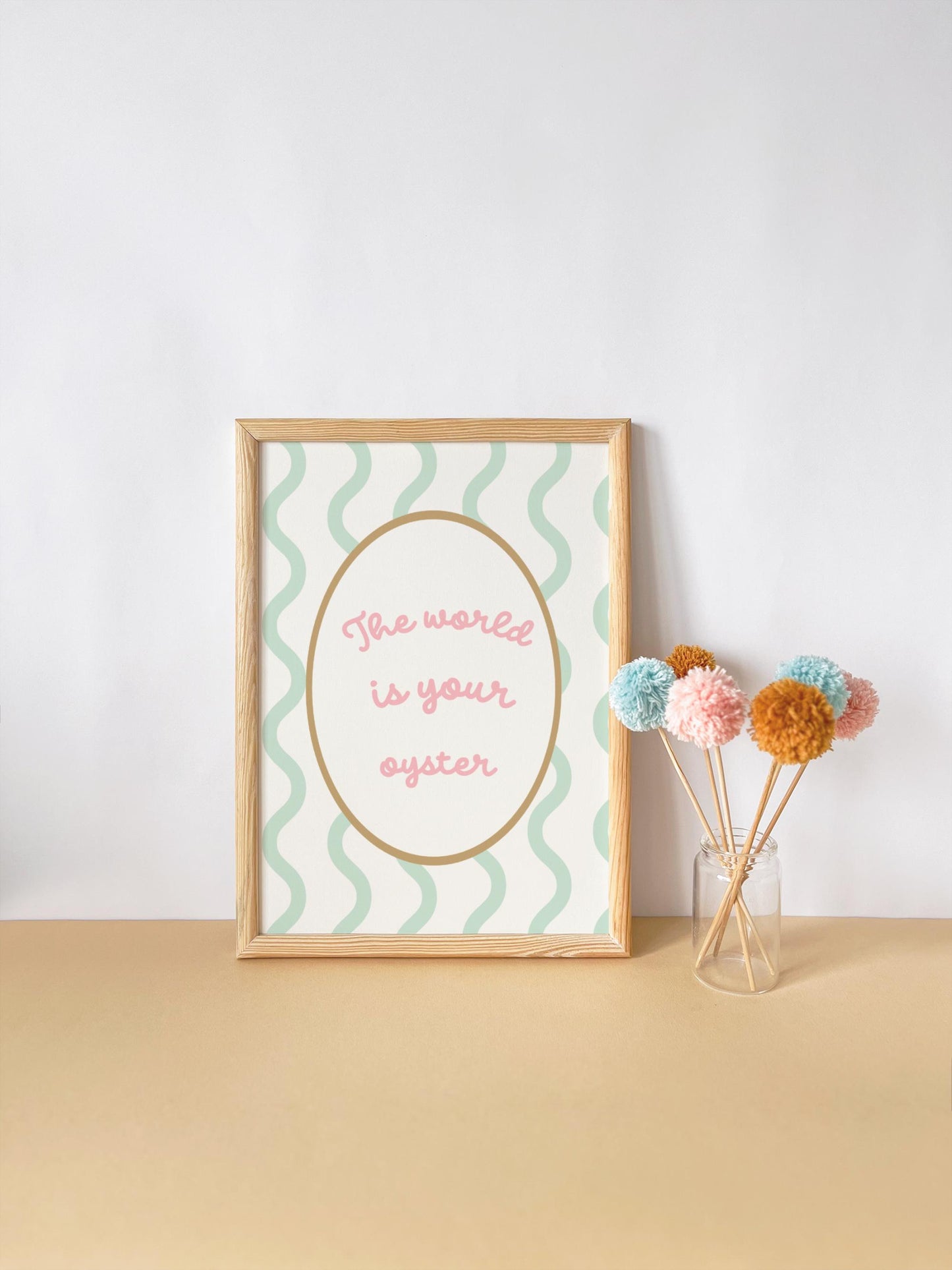 Set of 3 mermaid wall prints for a girl’s nursery or bedroom, including a personalised name print and ocean themed illustrations