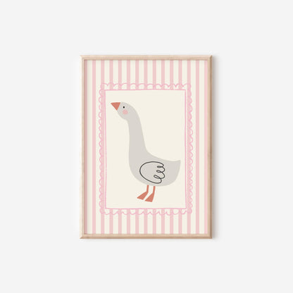 girls cute goose wall print for nursery, bedroom or playroom