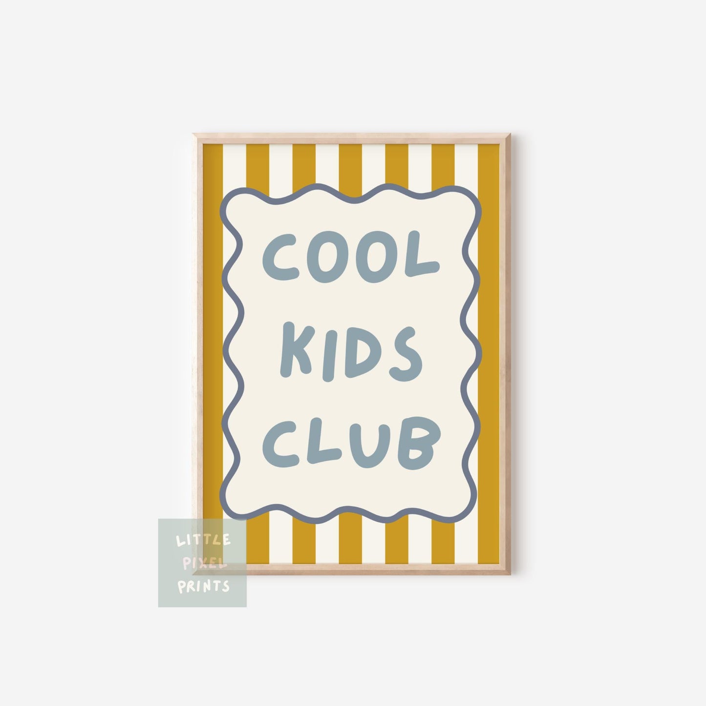 cool kids club childrens blue and yellow striped wall print