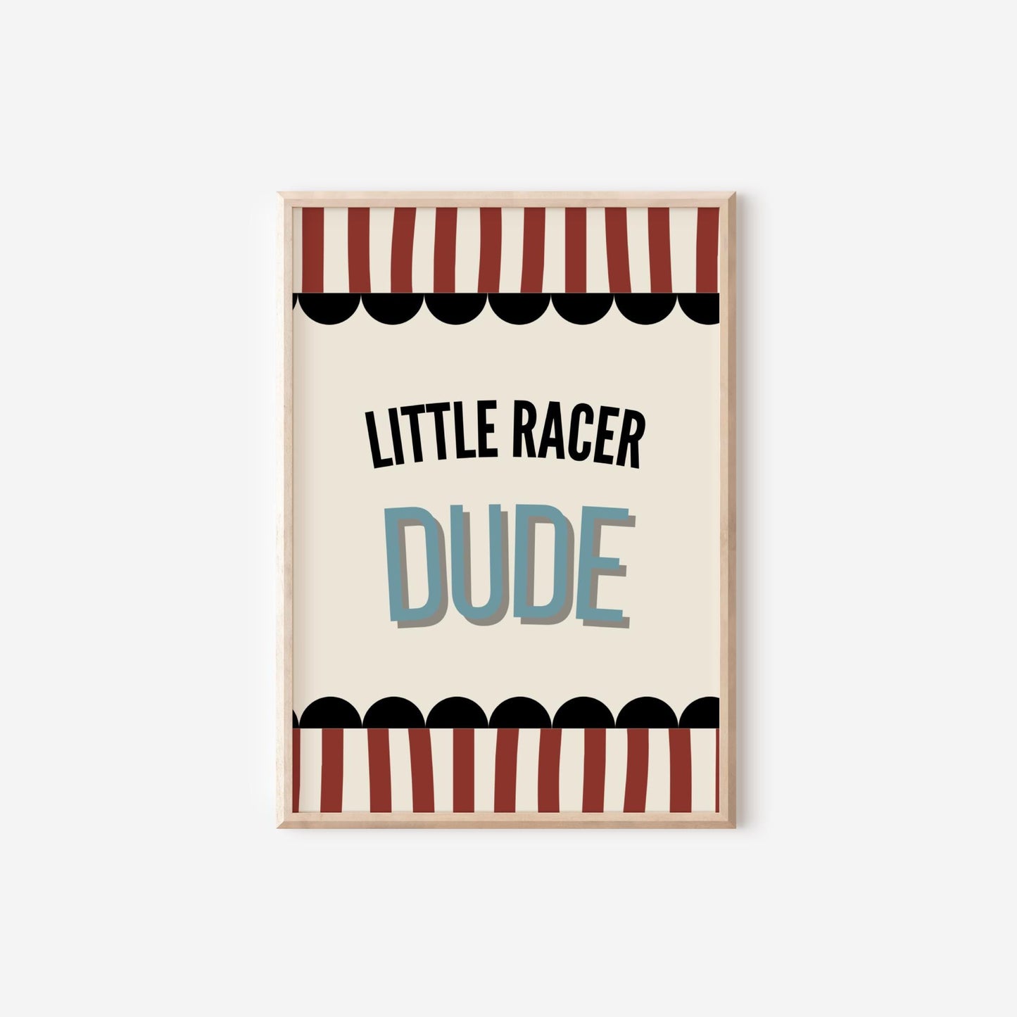 Set of 3 personalised little dude racer wall prints for bedroom, playroom or nursery
