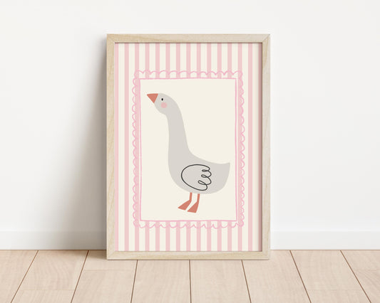 girls cute goose wall print for nursery, bedroom or playroom