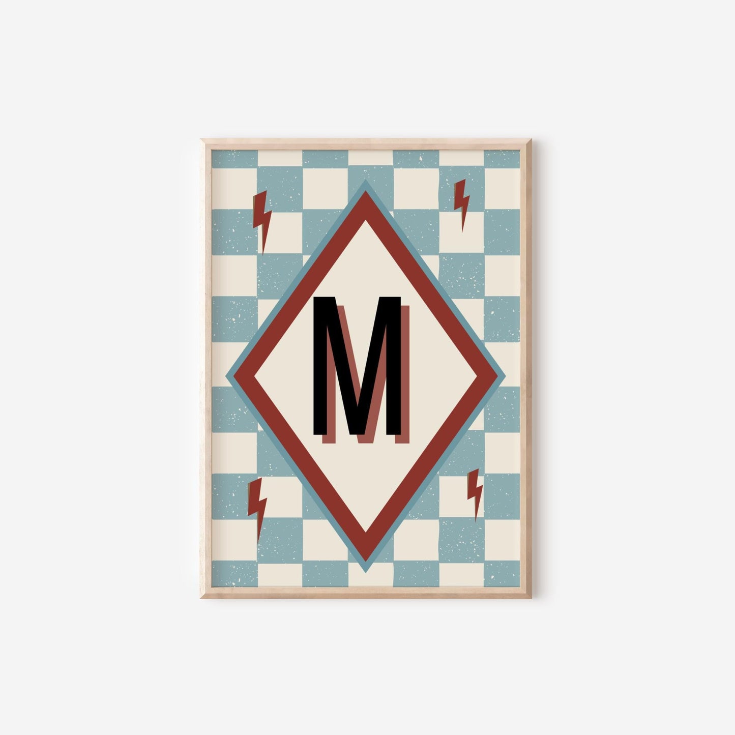 Retro Initial Letter Print Set, Long Live Brotherhood Art, Custom Dorm Decor