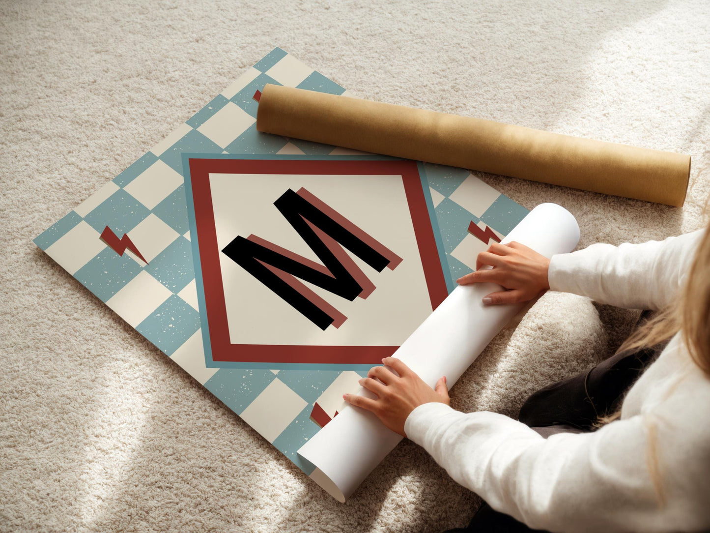 Retro Initial Letter Print Set, Long Live Brotherhood Art, Custom Dorm Decor