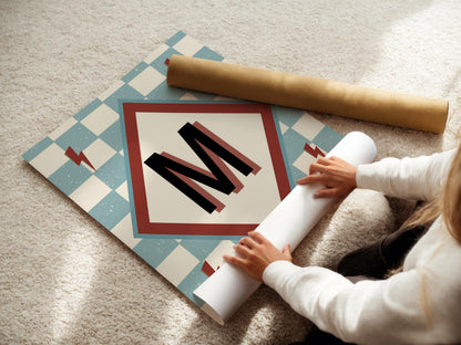 Retro Initial Letter Print Set, Long Live Brotherhood Art, Custom Dorm Decor