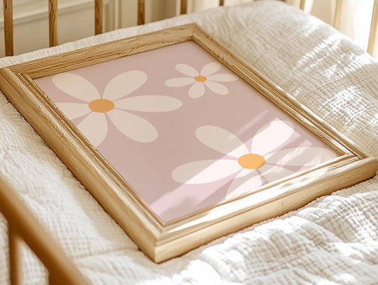 pink floral wall print for girls bedroom or nursery