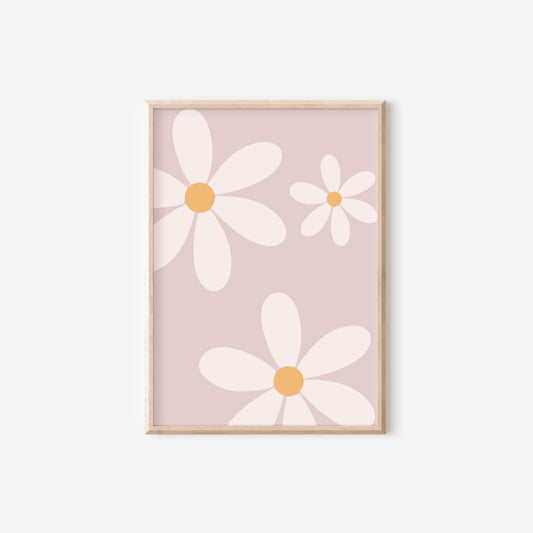 pink floral wall print for girls bedroom or nursery