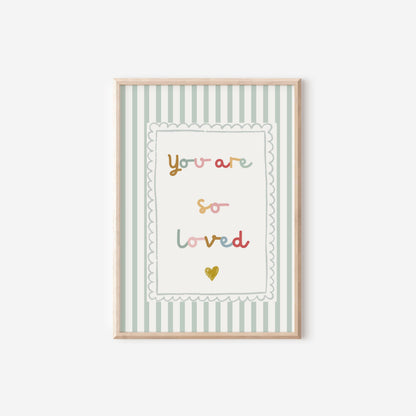 You Are So Loved girls floral wall print set for nursery, bedroom or playroom