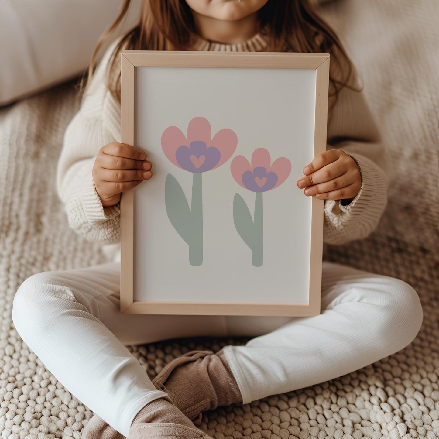 girls floral tulip wall print for girls nursery, bedroom or playroom