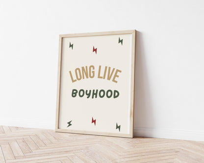 Long Live Boyhood wall print for for boys bedroom or nursery