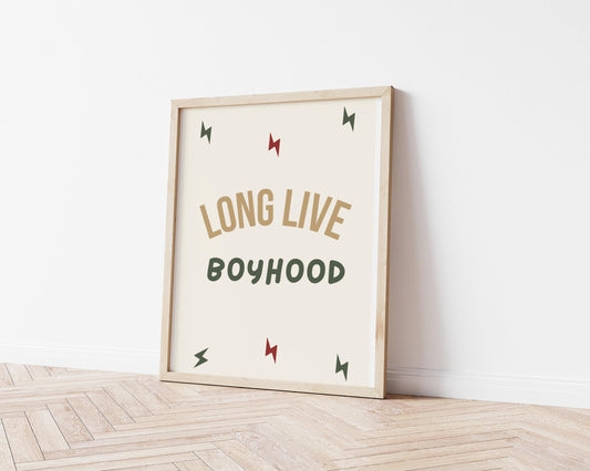 Long Live Boyhood wall print for for boys bedroom or nursery