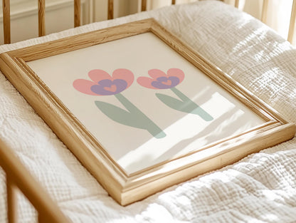girls floral tulip wall print for girls nursery, bedroom or playroom