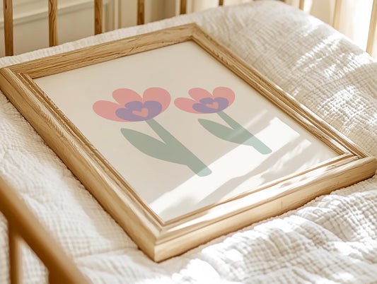 girls floral tulip wall print for girls nursery, bedroom or playroom