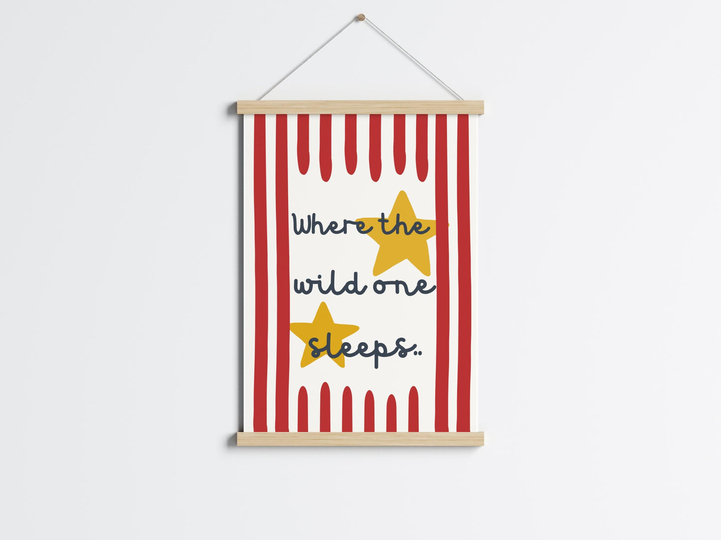 Where the Wild One Sleeps stars wall print for childrens nursery, playroom or bedroom