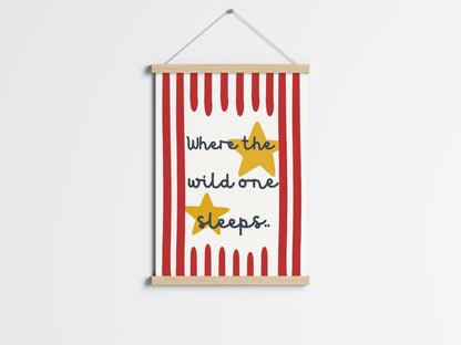 Where the Wild One Sleeps stars wall print for childrens nursery, playroom or bedroom