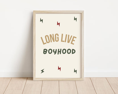 Long Live Boyhood wall print for for boys bedroom or nursery