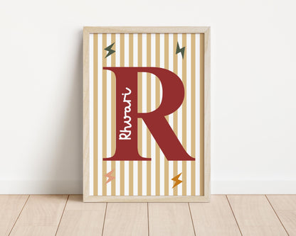 Boys scandi personalised "born to be wild" print set for bedroon, nursery or playroom