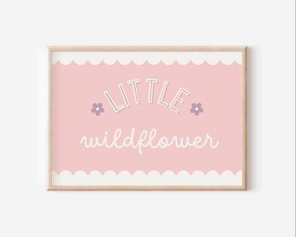 girls "little wildflower" soft pink print for nursery, bedroom or playroom