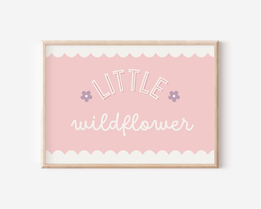 girls "little wildflower" soft pink print for nursery, bedroom or playroom