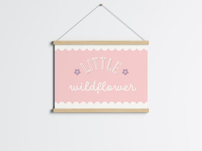 girls "little wildflower" soft pink print for nursery, bedroom or playroom