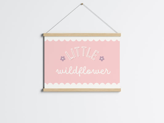 girls "little wildflower" soft pink print for nursery, bedroom or playroom