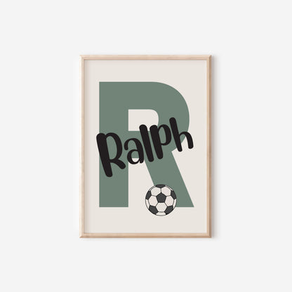 personalised Set of 3 football themed wall Art Prints for bedroom, nursery or playroom